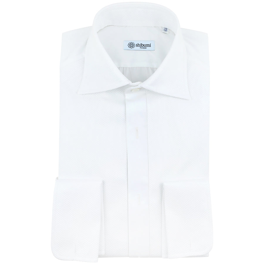 Smoking / Tuxedo Shirt - White - Marcella - Semi Spread Shibumi Firenze Smoking / Tuxedo Shirt - White - Marcella - Semi Spread Shibumi Firenze