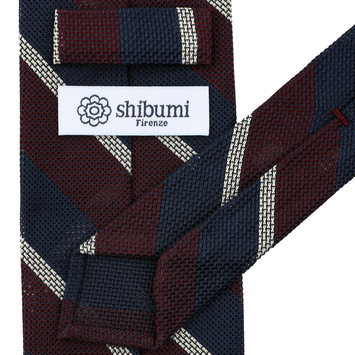 Striped Fina Grenadine Silk Tie - Navy / Burgundy / White