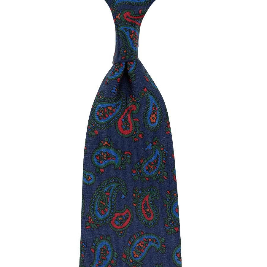 Ancient Madder Silk Tie - Navy - Hand-Rolled
