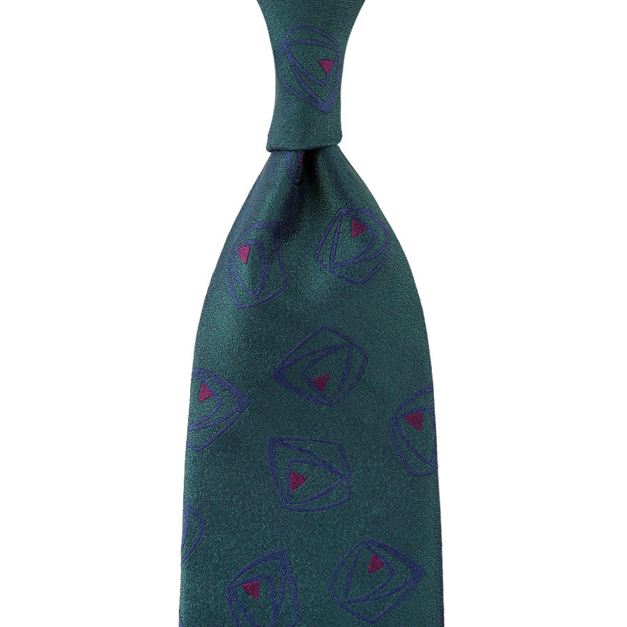 Geometrical Boucle Silk Tie - Forest - Hand-Rolled