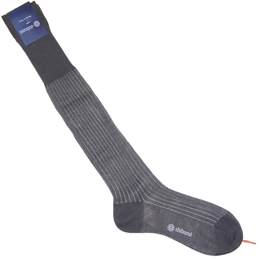 Knee Socks - Shadow Stripes - Grey / Light Grey - Wool
