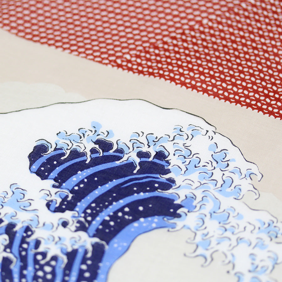 Ukiyo-e Cotton Handkerchief - Red I