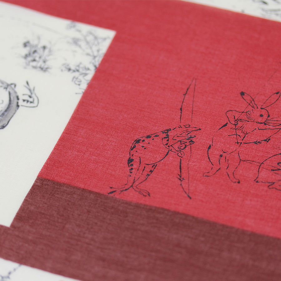 Ukiyo-e Cotton Handkerchief - Red / Brown