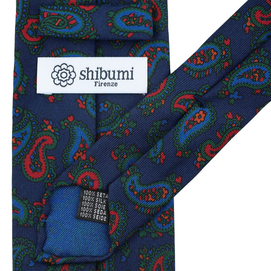 Ancient Madder Silk Tie - Navy - Hand-Rolled