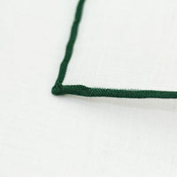 Irish Linen Shoestring Pocket Square - White / Forest Green