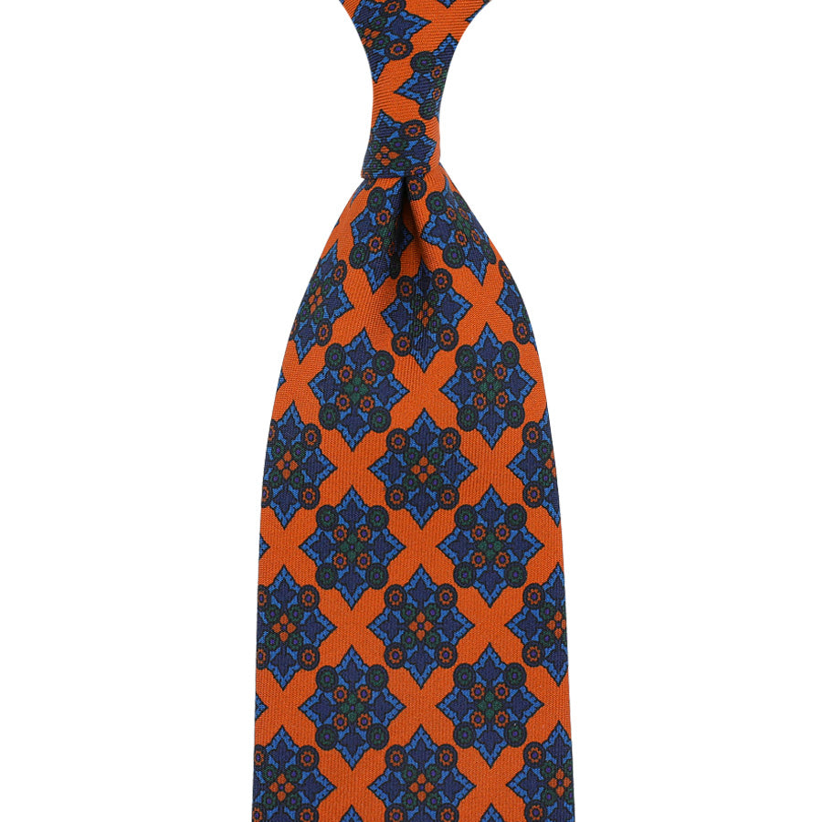 Ancient Madder Silk Tie - Orange - Hand-Rolled