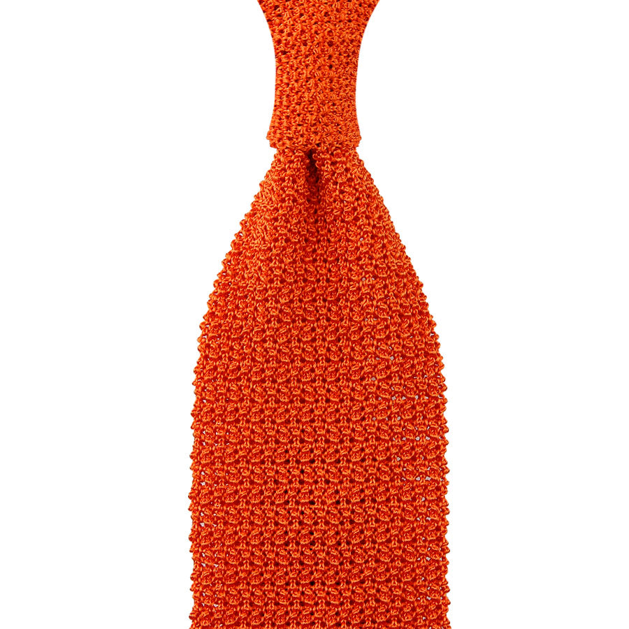 Crunchy Silk Knit Tie - Orange