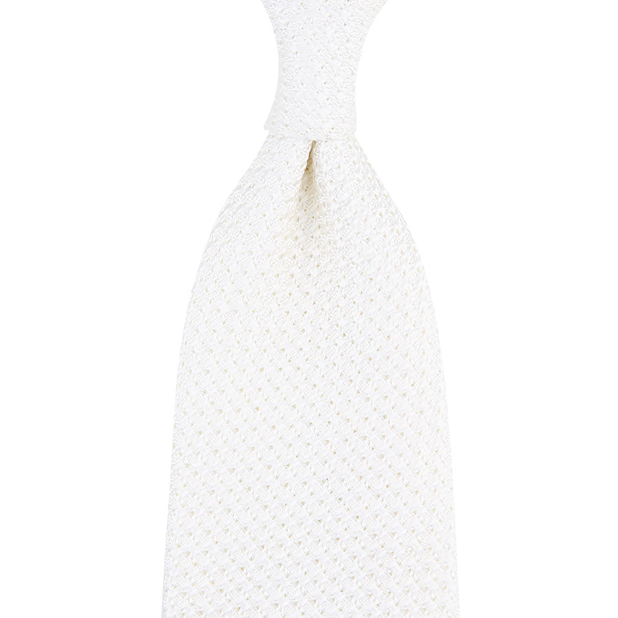 Grenadine / Garza Grossa Tie - White - Hand-Rolled