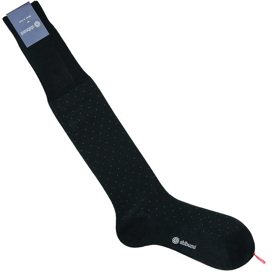 Knee Socks - Dots - Black - Pure Cotton