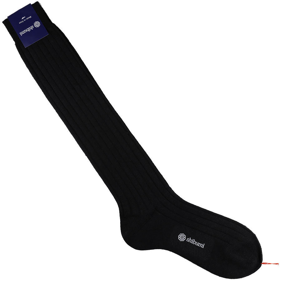 Knee Socks - Ribbed - Black - Pure Linen