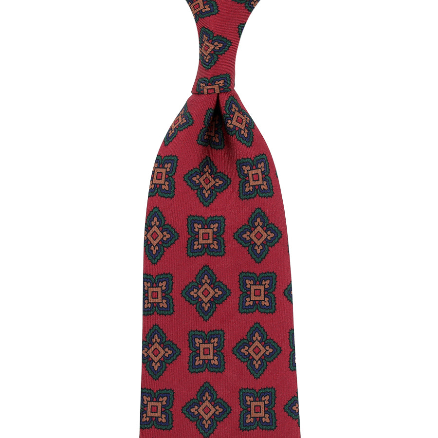 Ancient Madder Silk Tie - Cherry - Hand-Rolled