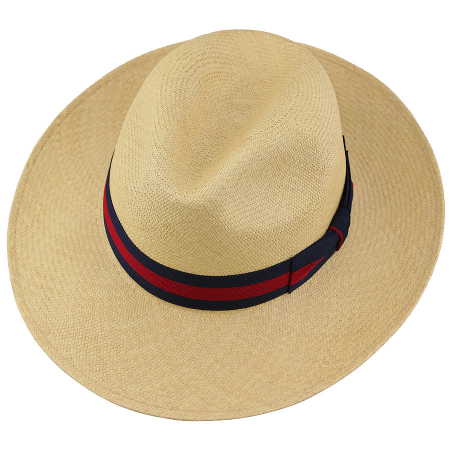 Panama Hat - Sand - Navy / Burgundy Ribbon - Llano