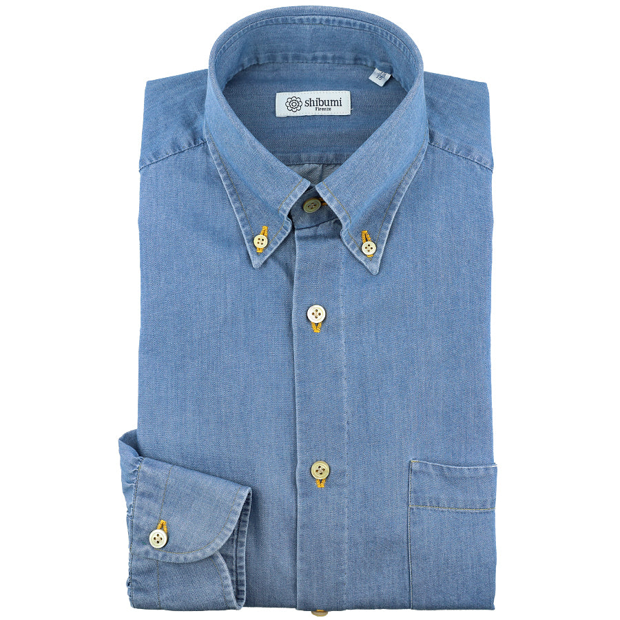 button down denim dress shirt Button Down Denim Shirt Medium Light / XS