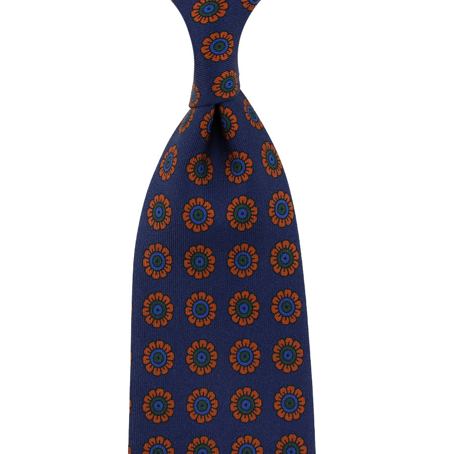 Ancient Madder Silk Tie - Navy - Hand-Rolled