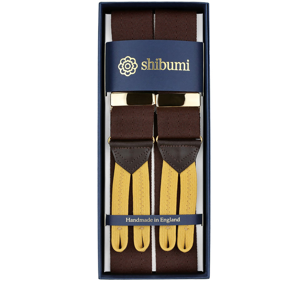 Herringbone Barathea Braces - Brown