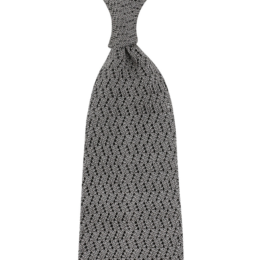 Zigzag Silk Knit Tie - Grey
