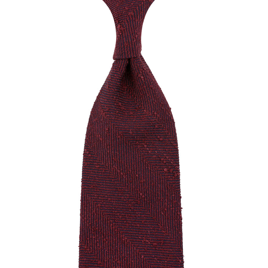 Big Herringbone Shantung Silk Tie - Burgundy