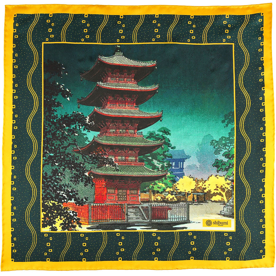 Ukiyo-e Silk Pocket Square - Kinryuzan - 40x40cm