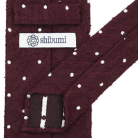 Dotted Shantung Silk Tie - Burgundy - Hand-Rolled