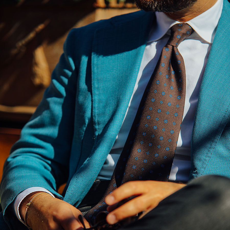 Ancient Madder Silk Tie - Brown - Hand-Rolled
