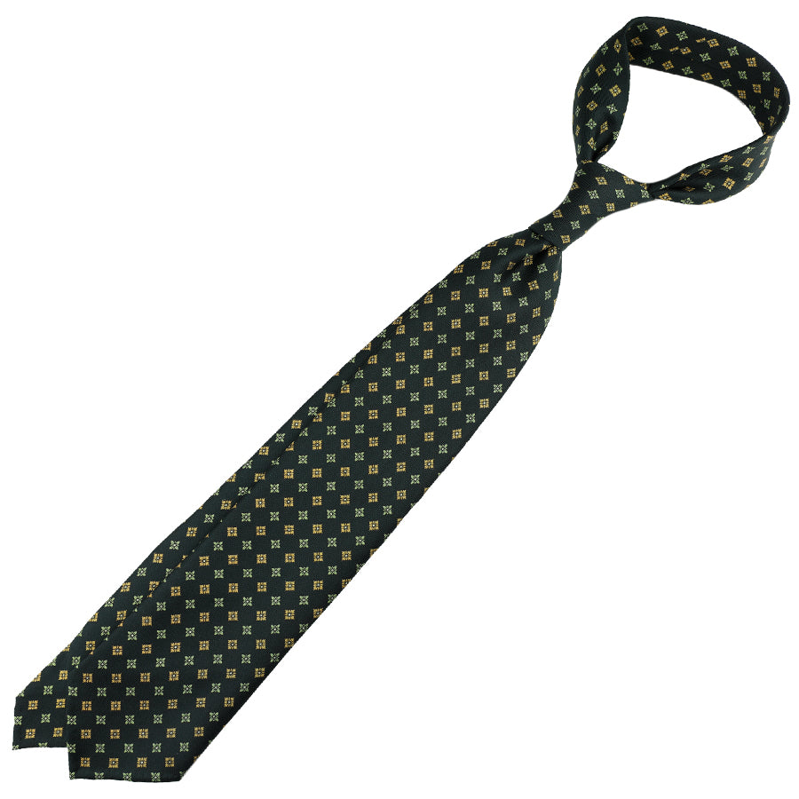 Floral Printed Silk Tie - Madder Green - Hand-Rolled