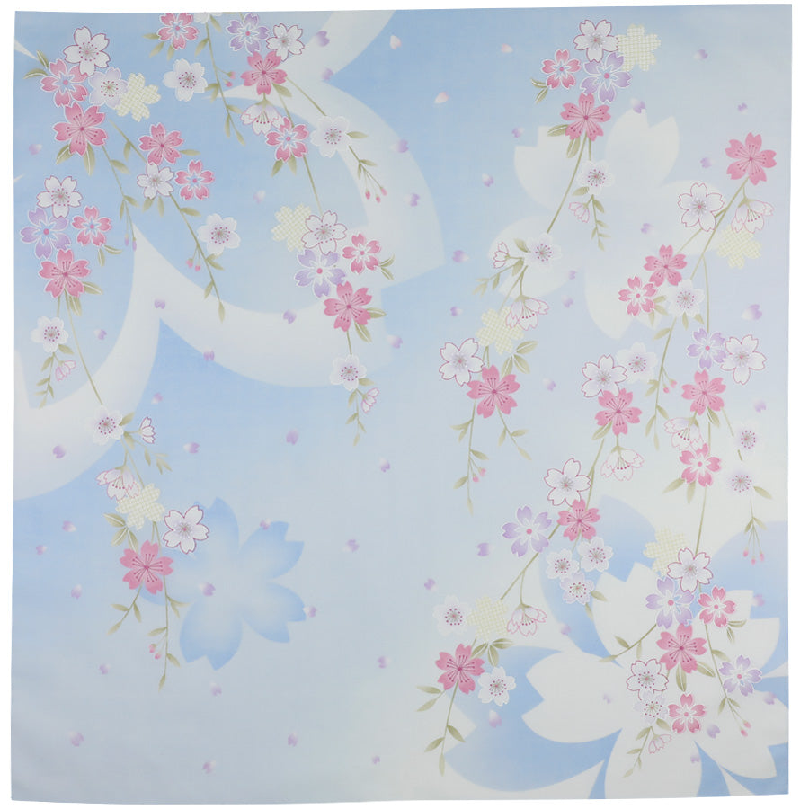 Kimono Motif Cotton Handkerchief - Blue