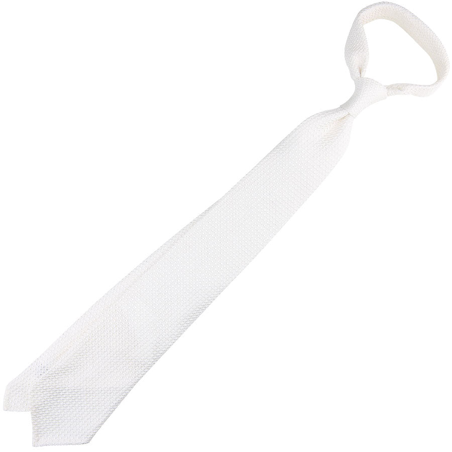 Grenadine / Garza Grossa Tie - White - Hand-Rolled