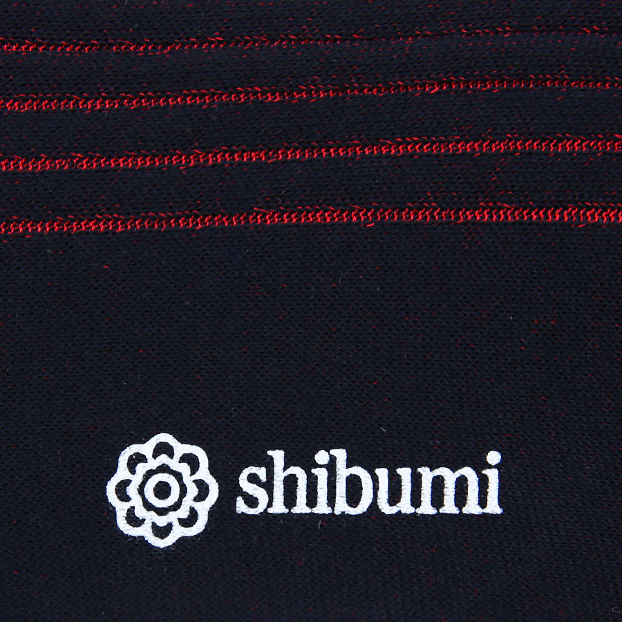Knee Socks - Shadow Stripes - Navy / Cherry - Wool Blend