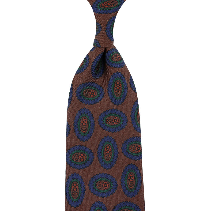 Ancient Madder Silk Tie - Brown  - Hand-Rolled