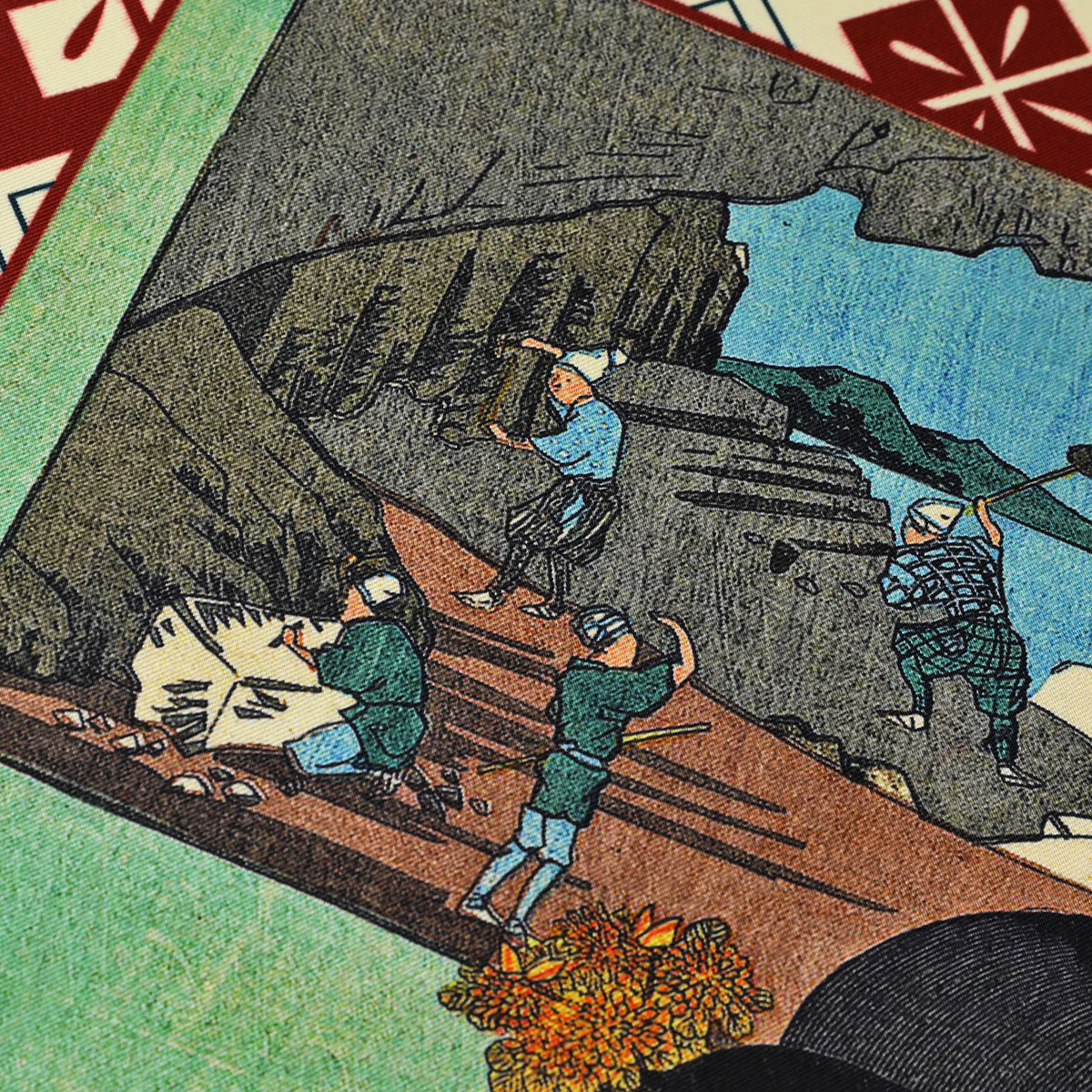 Ukiyo-e Silk Pocket Square - Sanuki Teshima Seki - 40x40cm