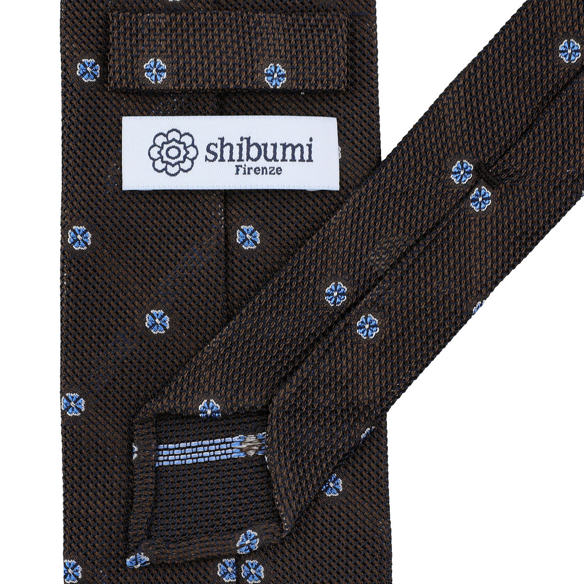 Floral Fina Grenadine Silk Tie - Chocolate - Hand-Rolled