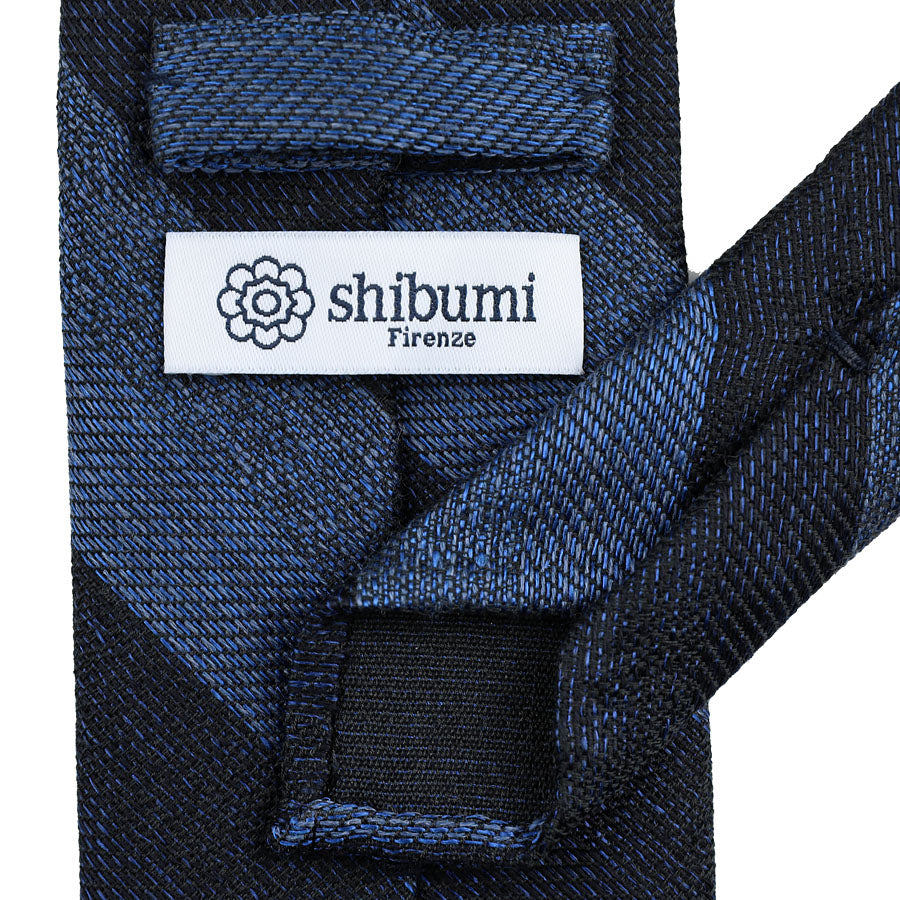 Striped Fina Grenadine Cotton / Wool / Silk Tie - Navy / Blue