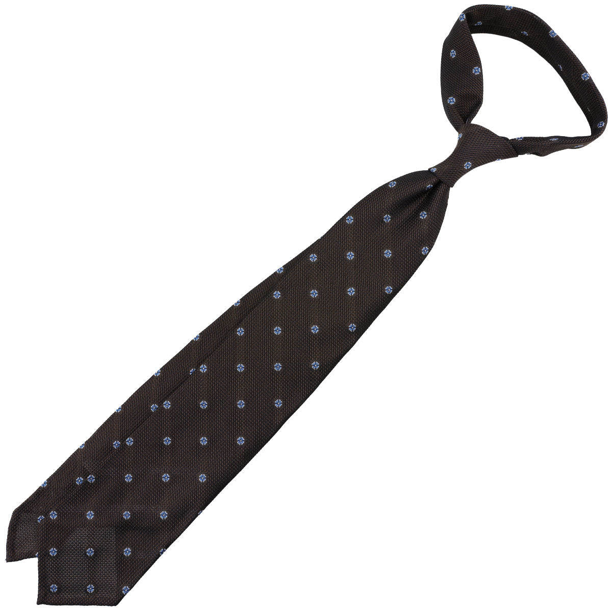Floral Fina Grenadine Silk Tie - Chocolate - Hand-Rolled