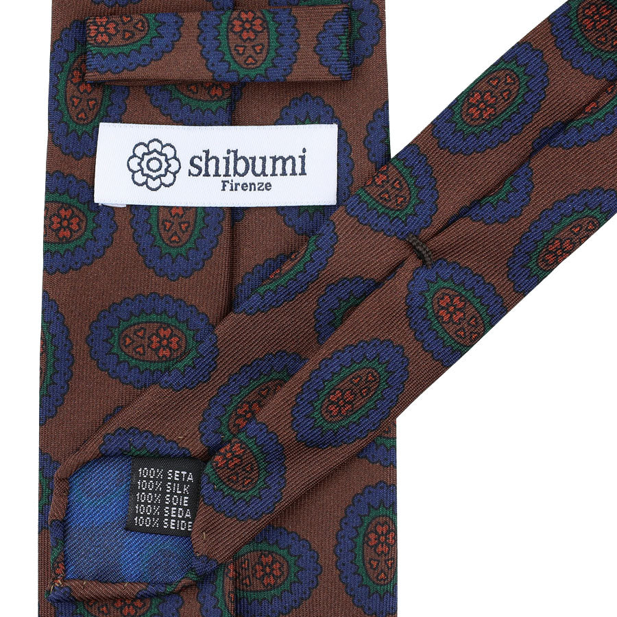 Ancient Madder Silk Tie - Brown  - Hand-Rolled
