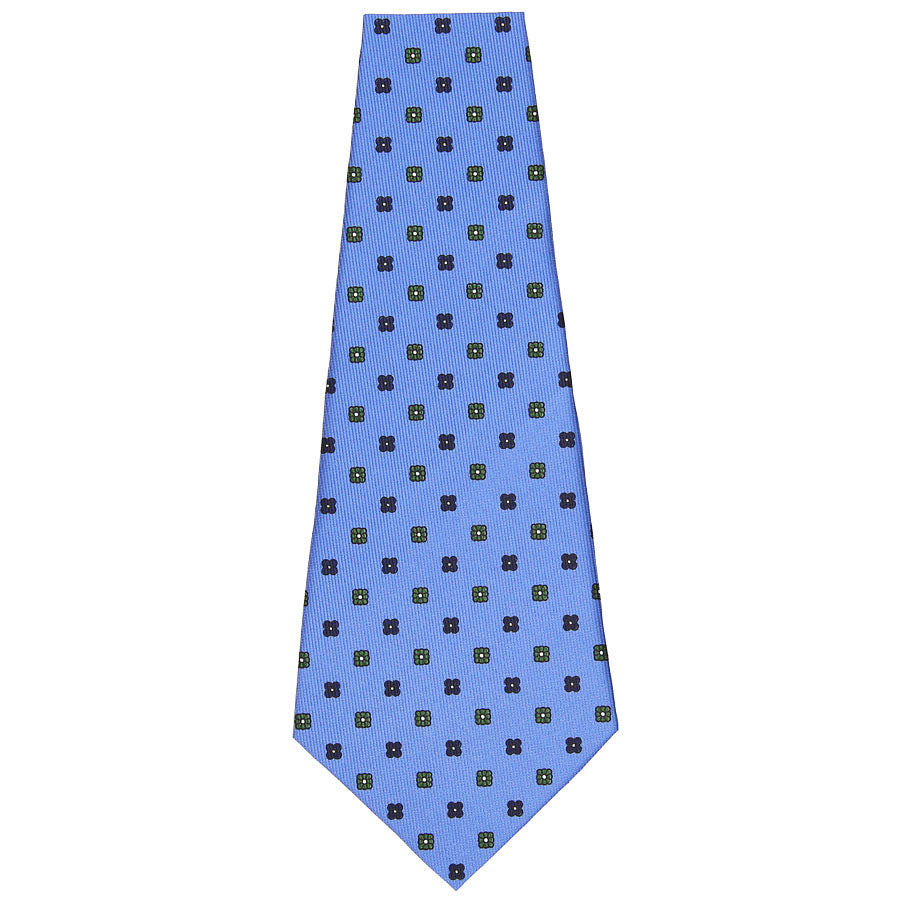 Floral Printed Silk Bespoke Tie - Light Blue