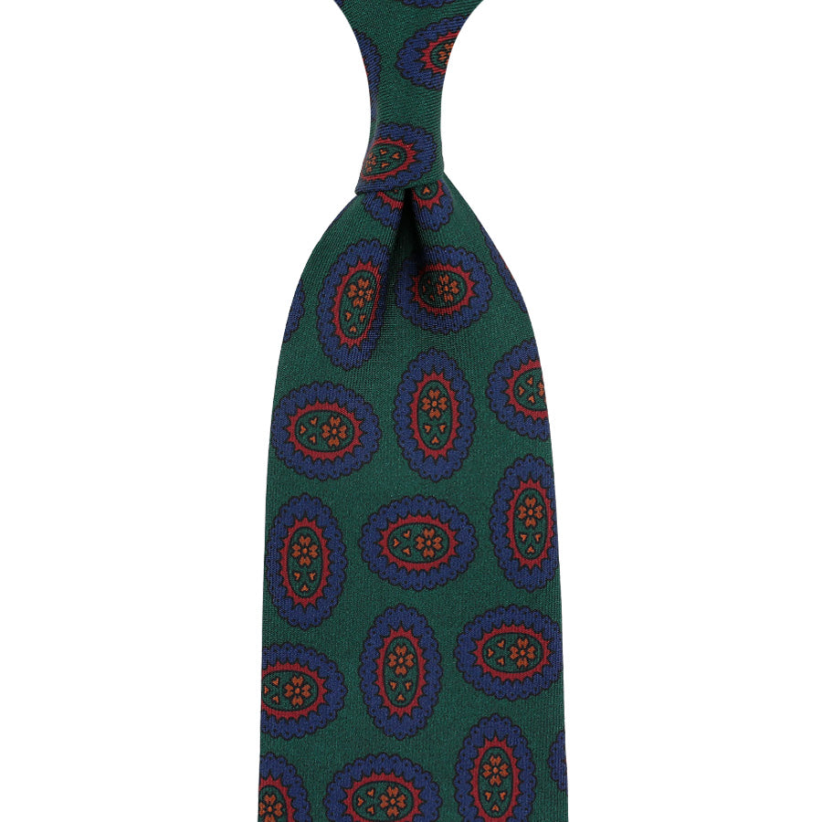 Ancient Madder Silk Tie - Forest  - Hand-Rolled