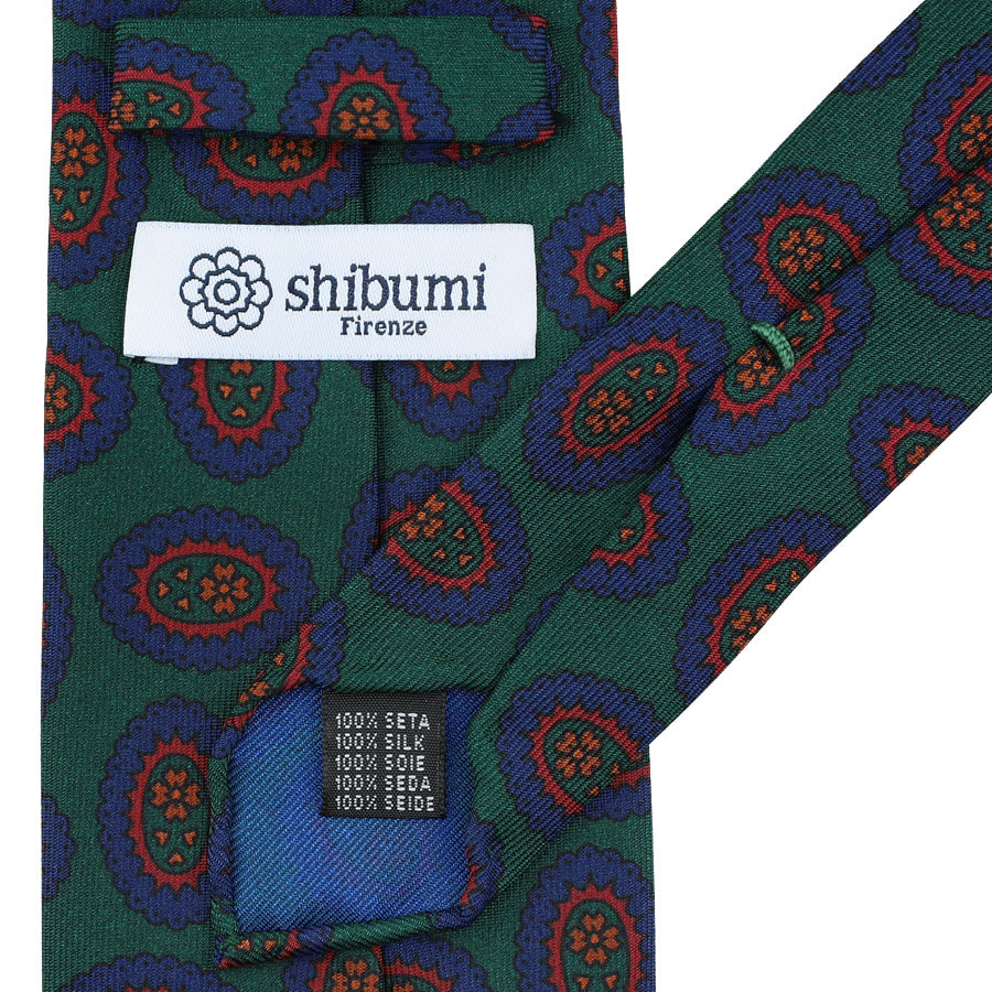 Ancient Madder Silk Tie - Forest  - Hand-Rolled