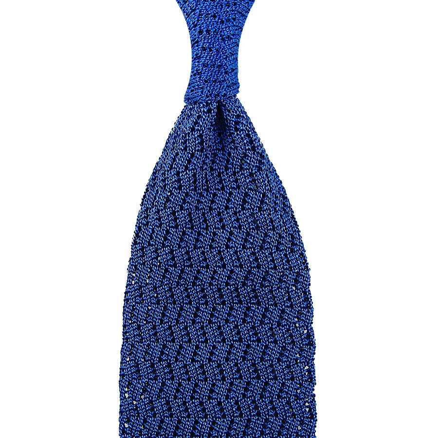 Zigzag Silk Knit Tie - Powder Blue