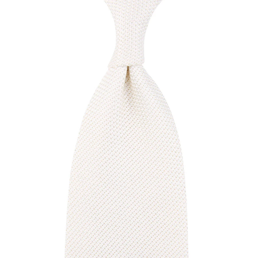 Grenadine / Garza Fina Silk Tie - White - Hand-Rolled