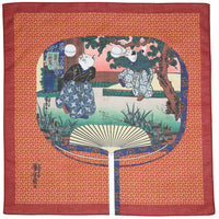 Ukiyo-e Motif Cotton Handkerchief - Red
