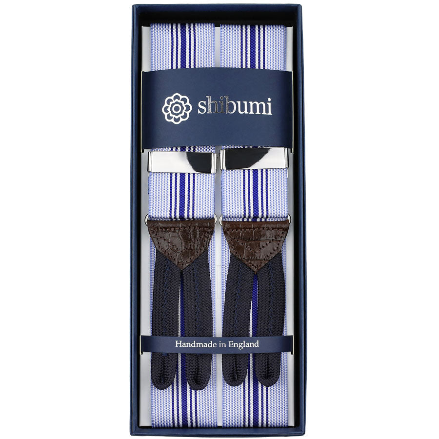 Barathea Braces - Blue / White