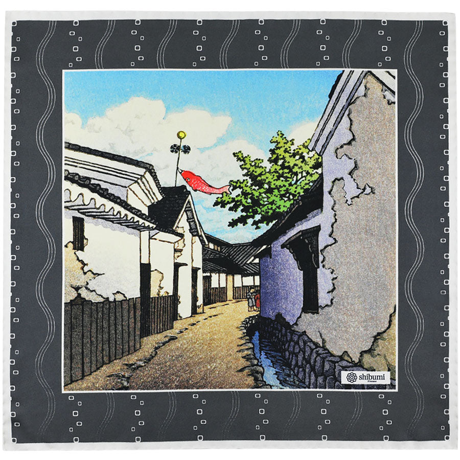 Ukiyo-e Silk Pocket Square - Koinobori - 40x40cm