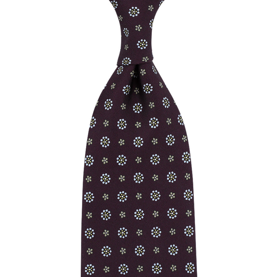 Anniversary Collection - Floral Printed Silk Tie - Eggplant