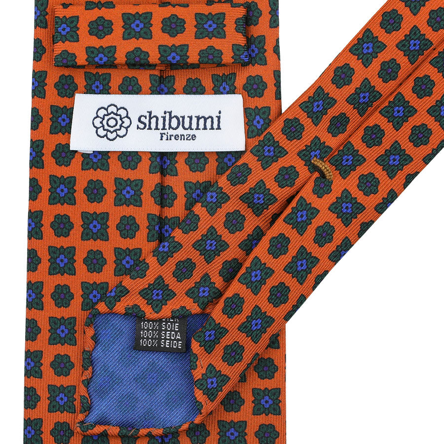Ancient Madder Silk Tie - Orange - Hand-Rolled