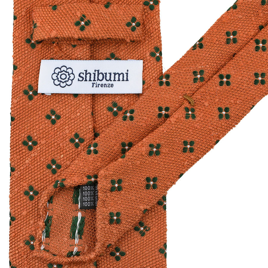 Floral Soft Shantung Silk Tie - Orange - Hand-Rolled