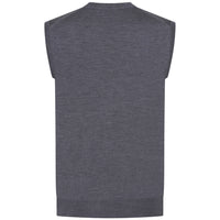 Merino Wool Sleeveless Cardigan - Mid Grey