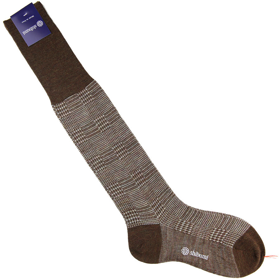 Knee Socks - Glencheck - Brown - Wool