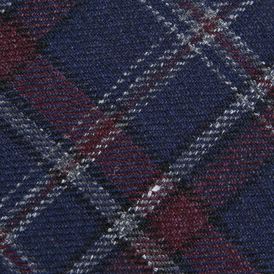 Checked Wool / Silk Bespoke Tie - Navy / Cherry