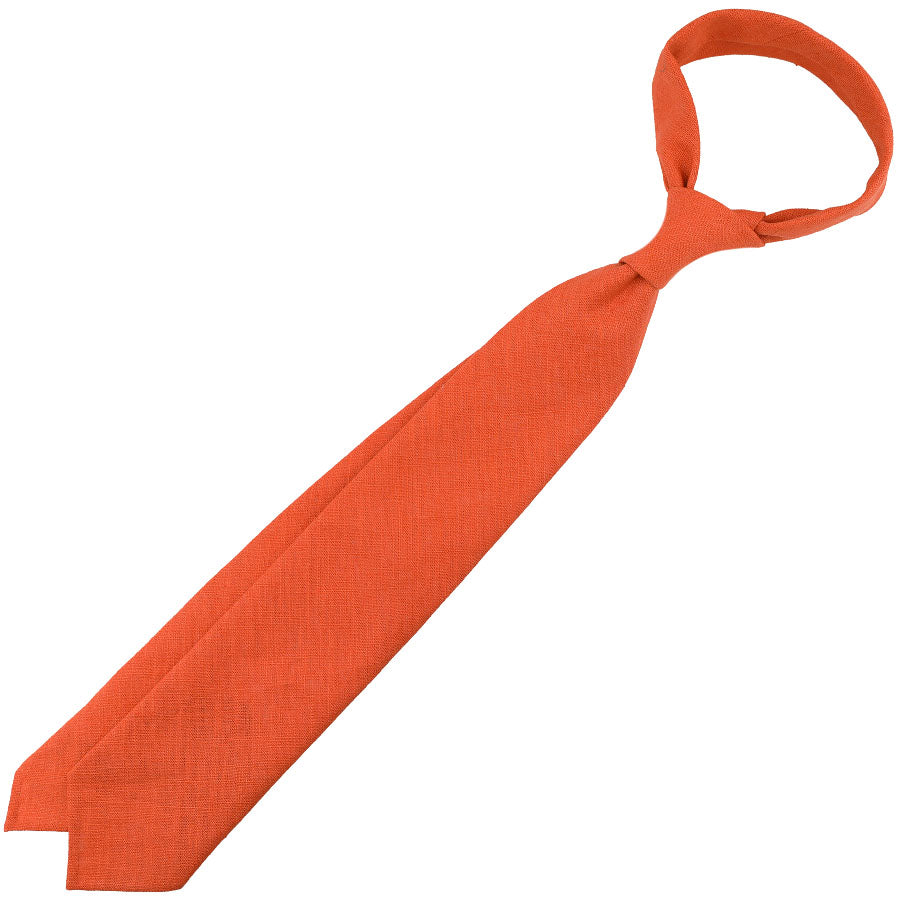 Japanese Ramie Tie - Orange - Hand-Rolled
