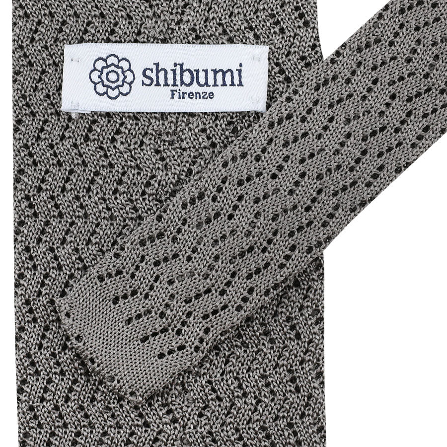 Zigzag Silk Knit Tie - Grey